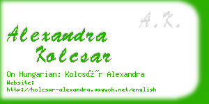 alexandra kolcsar business card